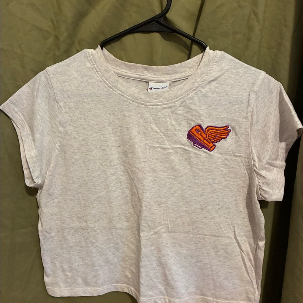 Champion Light Gray Tee with Vibrant Logo